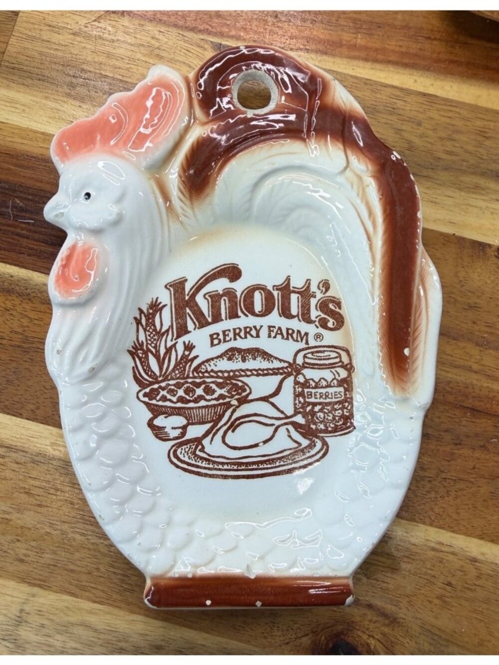 Vintage Knott's Berry Farm Ceramic Rooster Spoon Rest/wall plaque